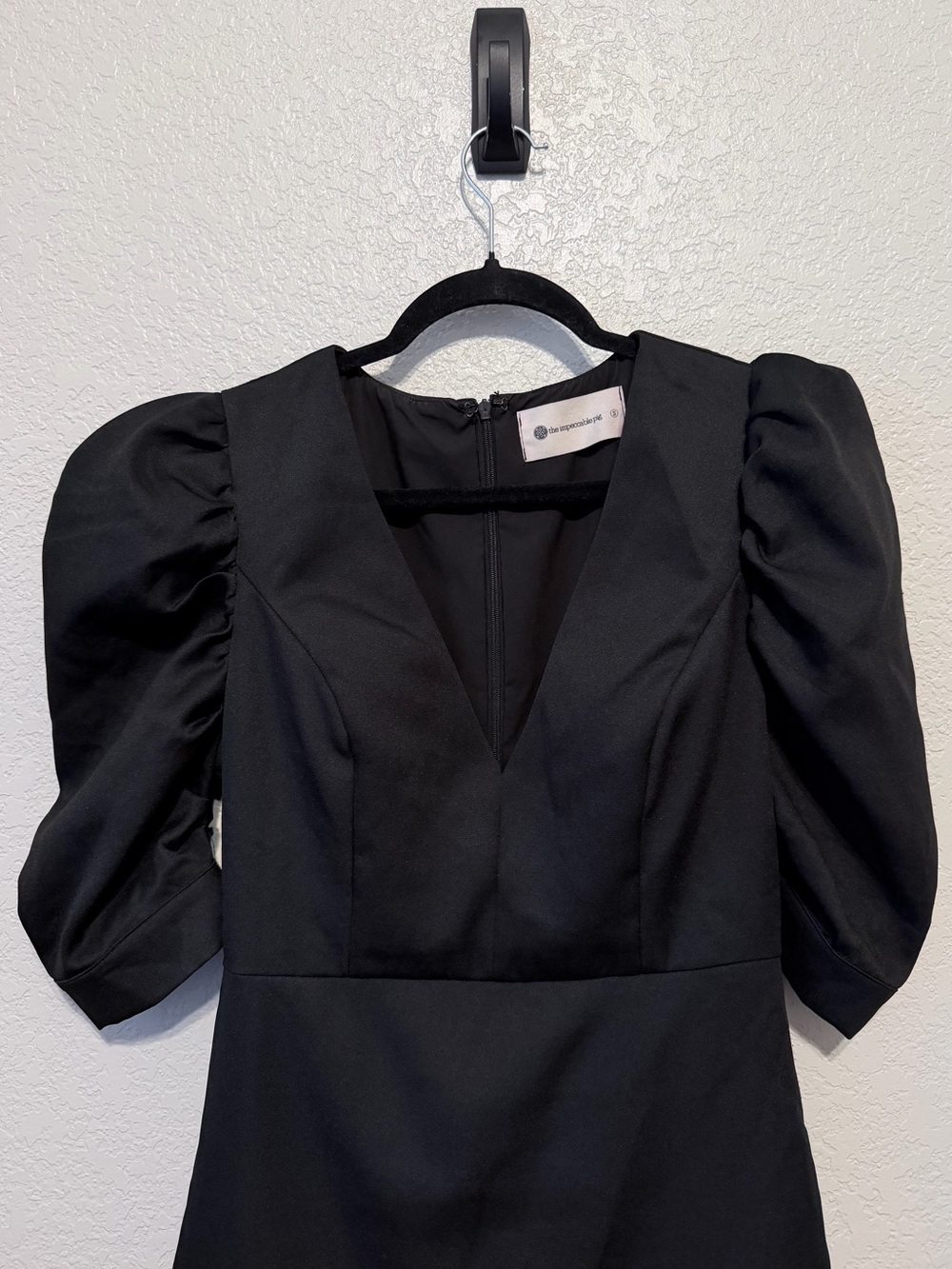 The Impeccable Pig Black Mini Dress | Puff Sleeve | Romantic | Size Small - Picture 3 of 13